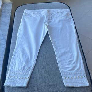 Michael Kors White Cropped Jeans with Embellishments